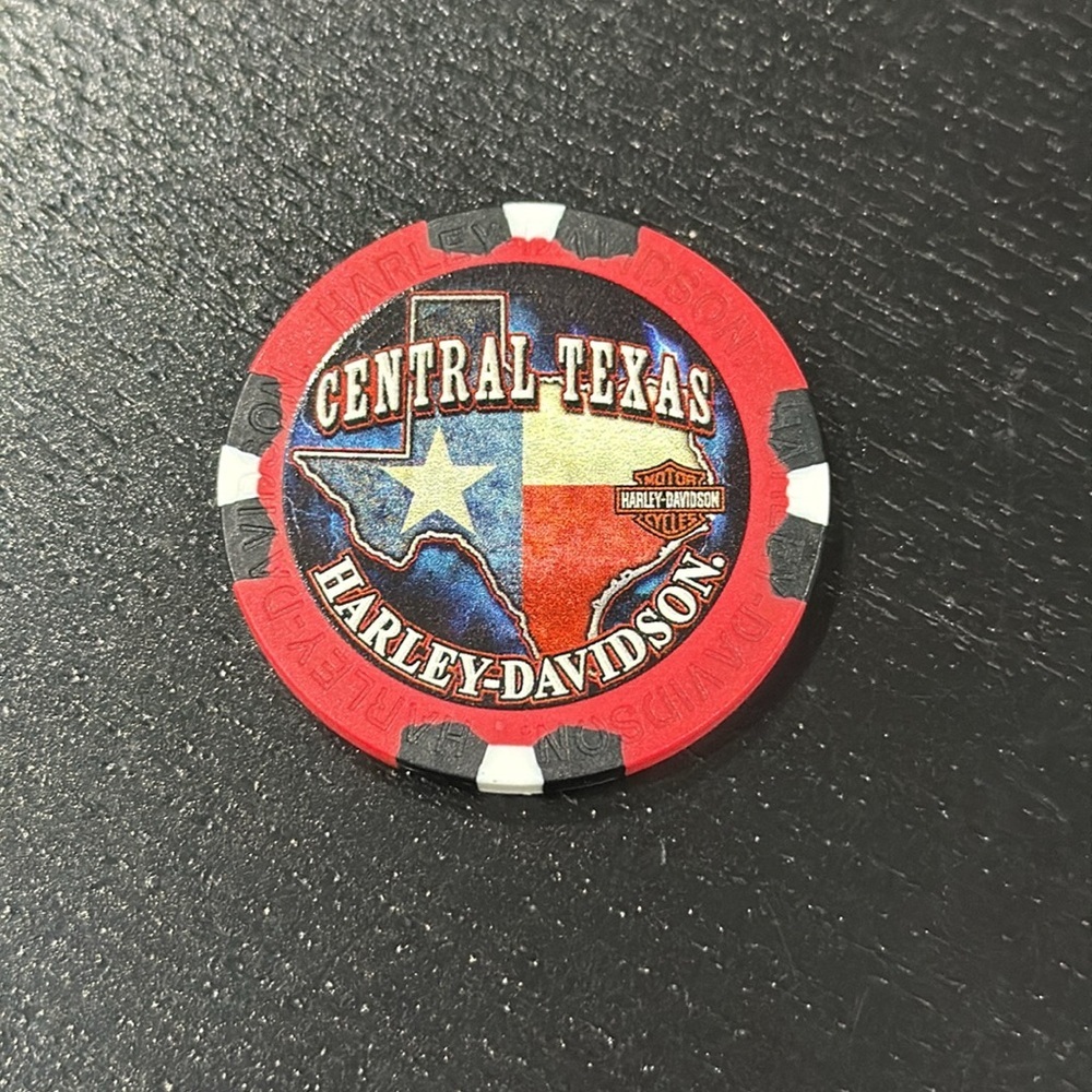 Harley-Davidson Red and Black Central Texas Poker Chip